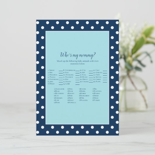 Charming Navy Blue Bow, mijn mammie Shower Game Kaart (Staand voorkant)