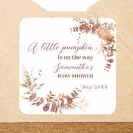 Charming Neutral Autumn Little Pumpkin Vierkante Sticker