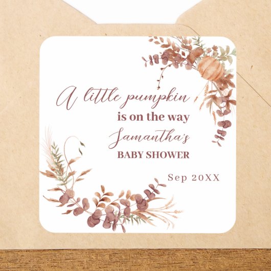 Charming Neutral Autumn Little Pumpkin Vierkante Sticker