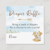 Charming Neutral Woodland Bear Diaper Raffle Informatiekaartje (Voorkant)