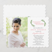 Charming Olive Branches Foto Baby Shower Kaart (Voorkant / Achterkant)