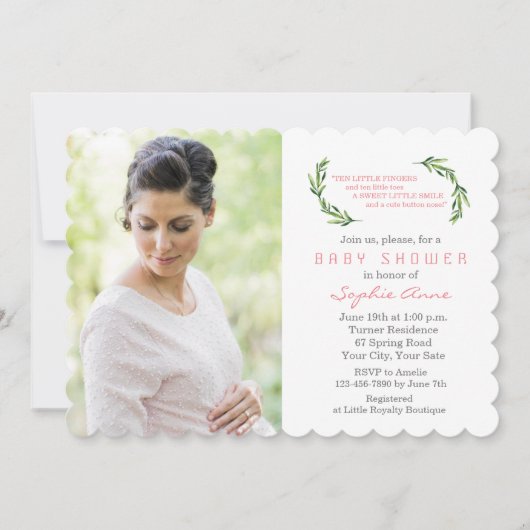 Charming Olive Branches Foto Baby Shower Kaart (Voorkant)