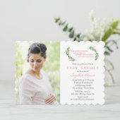Charming Olive Branches Foto Baby Shower Kaart (Staand voorkant)