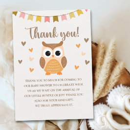 Charming Owl Baby Shower boy – 'It's a Boy Bedankkaart