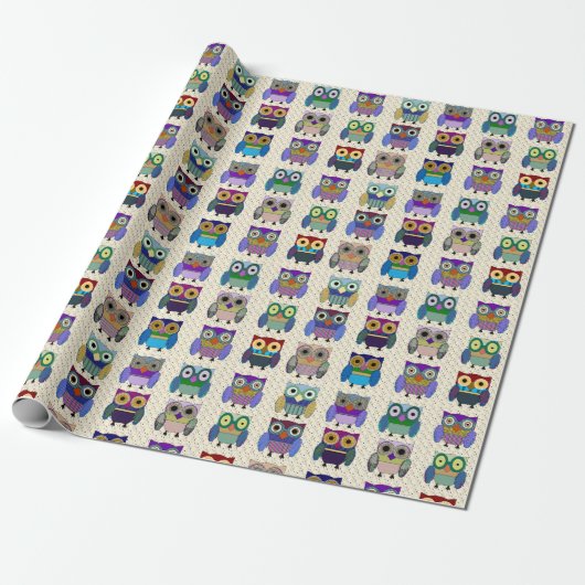 Charming Owls Wrapping Paper Cadeaupapier (Uitgerold)