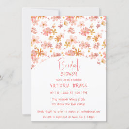 Charming Painted Floral Bridal Shower Invitation Kaart