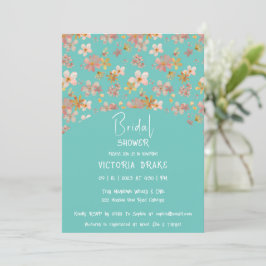 Charming Painted Floral Bridal Shower Invitation Kaart