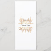 Charming Pampas Grass White Flowers Wedding Menu (Achterkant)