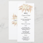Charming Pampas Grass White Flowers Wedding Menu (Voorkant / Achterkant)