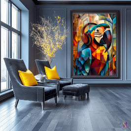 Charming Parrot - kubistische dj van het Oerwoud Poster