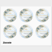 Charming Pastel Blue Gold Eucalyptus Quinceañera  Ronde Sticker (Vel)