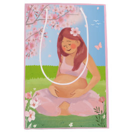 Charming Pastel Pregnant Mom in Nature Baby Shower Medium Cadeauzakje
