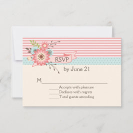 Charming Patronen en Floral Wedding RSVP Kaart