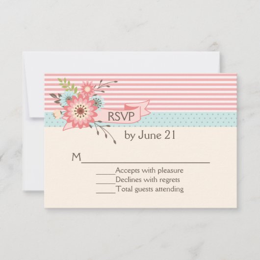 Charming Patronen en Floral Wedding RSVP Kaart (Voorkant)