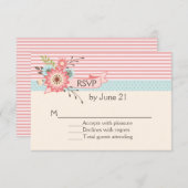 Charming Patronen en Floral Wedding RSVP Kaart (Voorkant / Achterkant)
