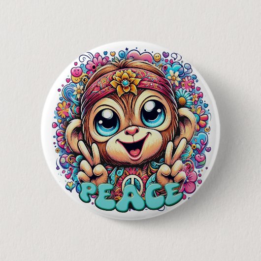 "Charming Peace Monkey" Button (Voorkant)