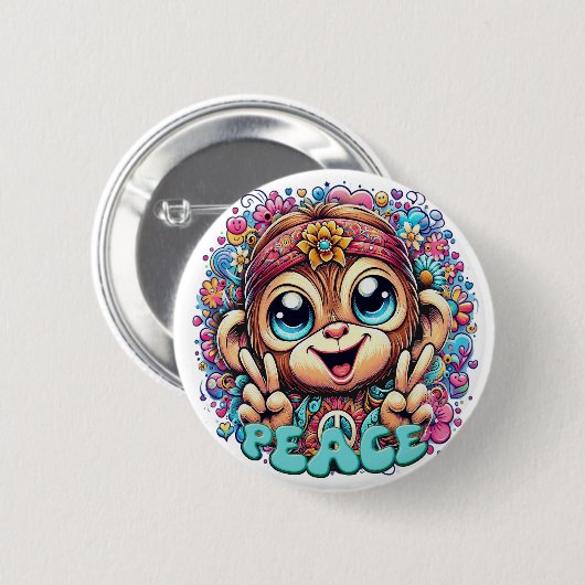 "Charming Peace Monkey" Button (Voorkant /achterkant)