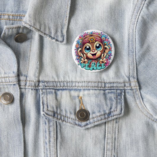 "Charming Peace Monkey" Button (In situ)