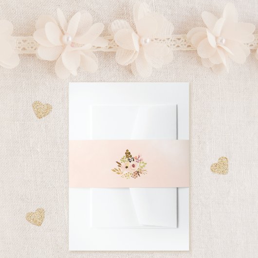Charming Peach Floral Bouquet Wedding Uitnodigingen Wikkel