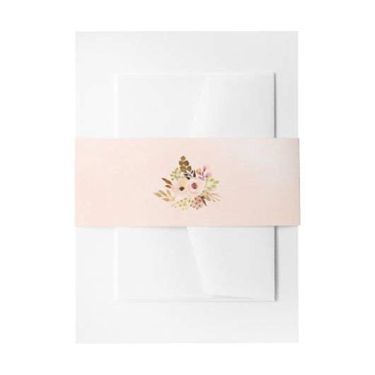 Charming Peach Floral Bouquet Wedding Uitnodigingen Wikkel (Voorkant Voorbeeld)