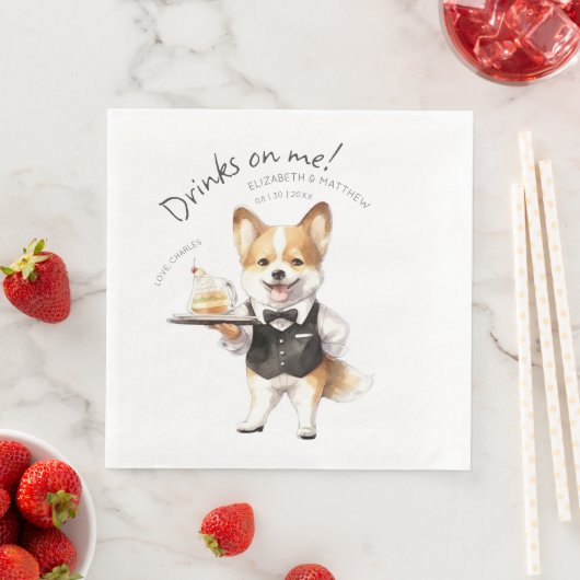 Charming Pembroke Welsh Corgi Waiter Servet (Insitu)