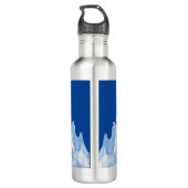 Charming Penguin Familie met naam op Blauwe Stainl Waterfles (Achterkant)