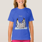 Charming Penguin Family met naam T-Shirt (Voorkant)