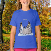 Charming Penguin Family met naam T-Shirt