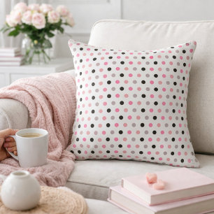 Charming Pink and Gray Polka Dots Kussen
