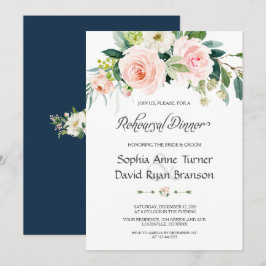 Charming Pink Blush Flowers Rehearsal Dinner Kaart