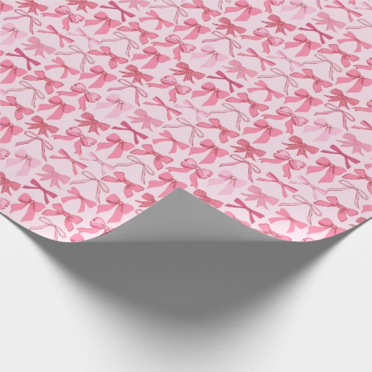 charming pink bow pattern cadeaupapier (Hoek)