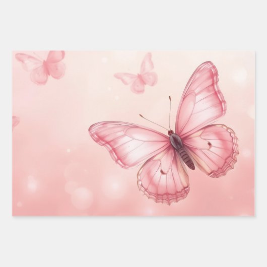 charming pink butterflies inpakpapier vel (Voorkant)