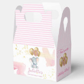Charming Pink Floral Elephant First Birthday Girl Bedankdoosjes (Geopend)