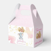 Charming Pink Floral Elephant First Birthday Girl Bedankdoosjes (Voorkant Zijde)