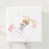 Charming Pink Floral Elephant First Birthday Girl Bedankjes Labels (In situ)
