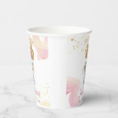 Charming Pink Floral Elephant First Birthday Girl Papieren Bekers (Rechts)