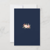 Charming Pink Floral Lijst Navy Blue Wedding RSVP Kaartje (Achterkant)