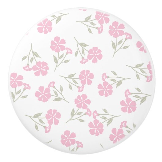Charming Pink Floral Pattern Ceramic Knob for Deco Keramische Knop (Voorkant)