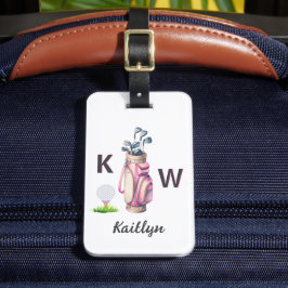 Charming Pink Golf Bag Personalized Monogrammed  Bagagelabel