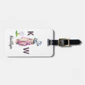 Charming Pink Golf Bag Personalized Monogrammed  Bagagelabel (Voorkant horizontaal)