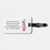 Charming Pink Golf Bag Personalized Monogrammed  Bagagelabel (Achterkant horizontaal)