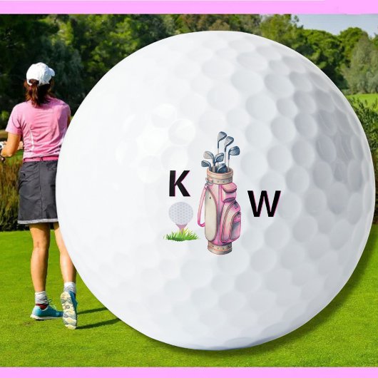 Charming Pink Golf Bag Personalized Monogrammed  Golfballen