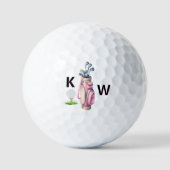 Charming Pink Golf Bag Personalized Monogrammed  Golfballen (Voorkant)