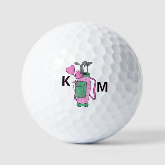 Charming Pink Golf Bag Personalized Monogrammed  Golfballen (Voorkant)