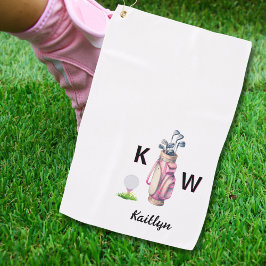 Charming Pink Golf Bag Personalized Monogrammed  Golfhanddoek