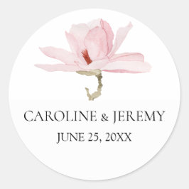 Charming Pink Magnolia Wedding Ronde Sticker