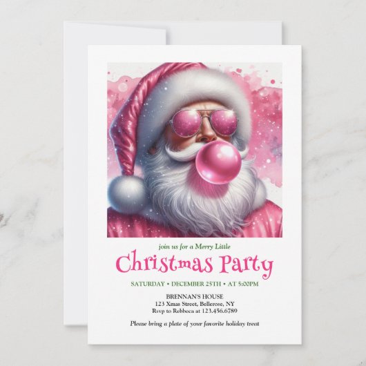 Charming Pink Santa Bubble Gum Funny Christmas  Kaart (Voorkant)