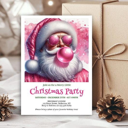 Charming Pink Santa Bubble Gum Funny Christmas  Kaart