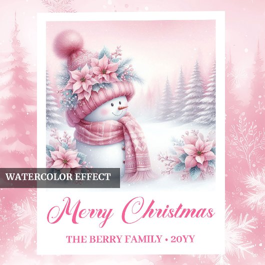 Charming Pink Snowman Kids Cozy Winter Scene Xmas Servet