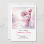 Charming Pink Snowman Kids Editable Christmas  Kaart (Voorkant)